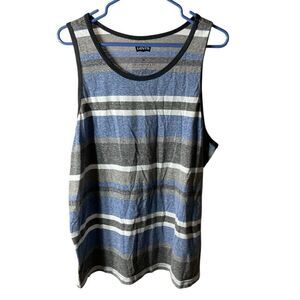 Levi's Mens Horizontal Striped Sleeveless Shirt Tank Top Blue Gray White 2XL